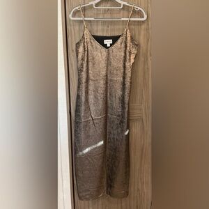 The Drop Womens Gold/black Shimmery Spaghetti Strap Dress Size Small